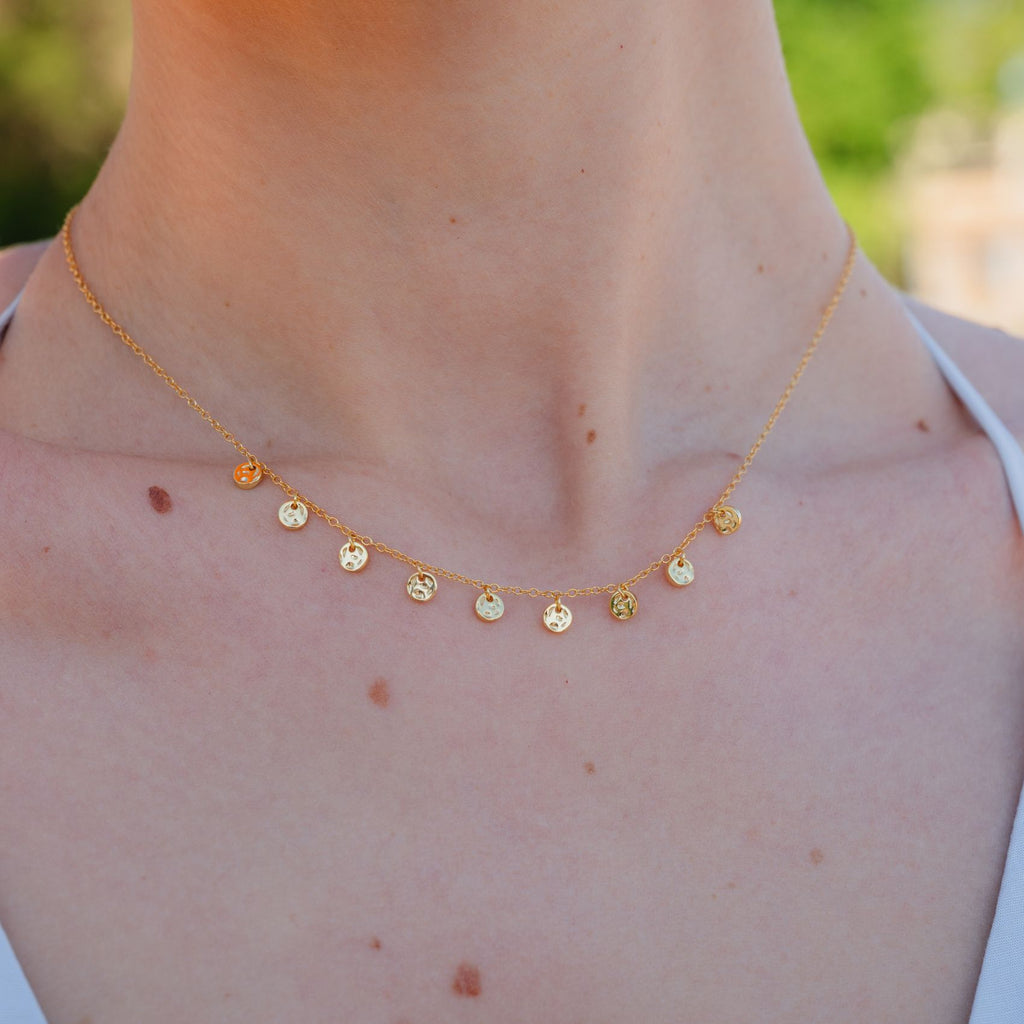 Multi Disc Station Gold Necklace