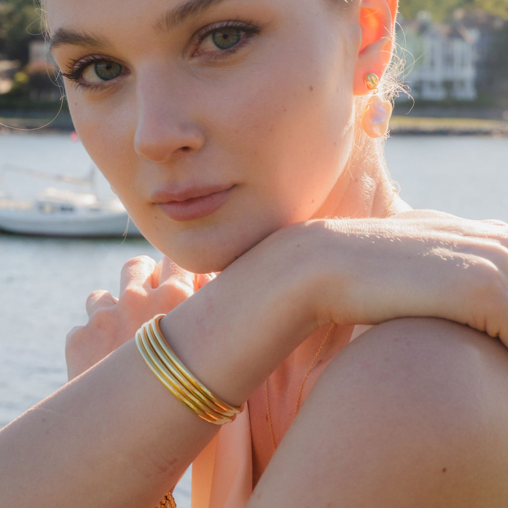 Slim Tube Gold Bangle Cuff