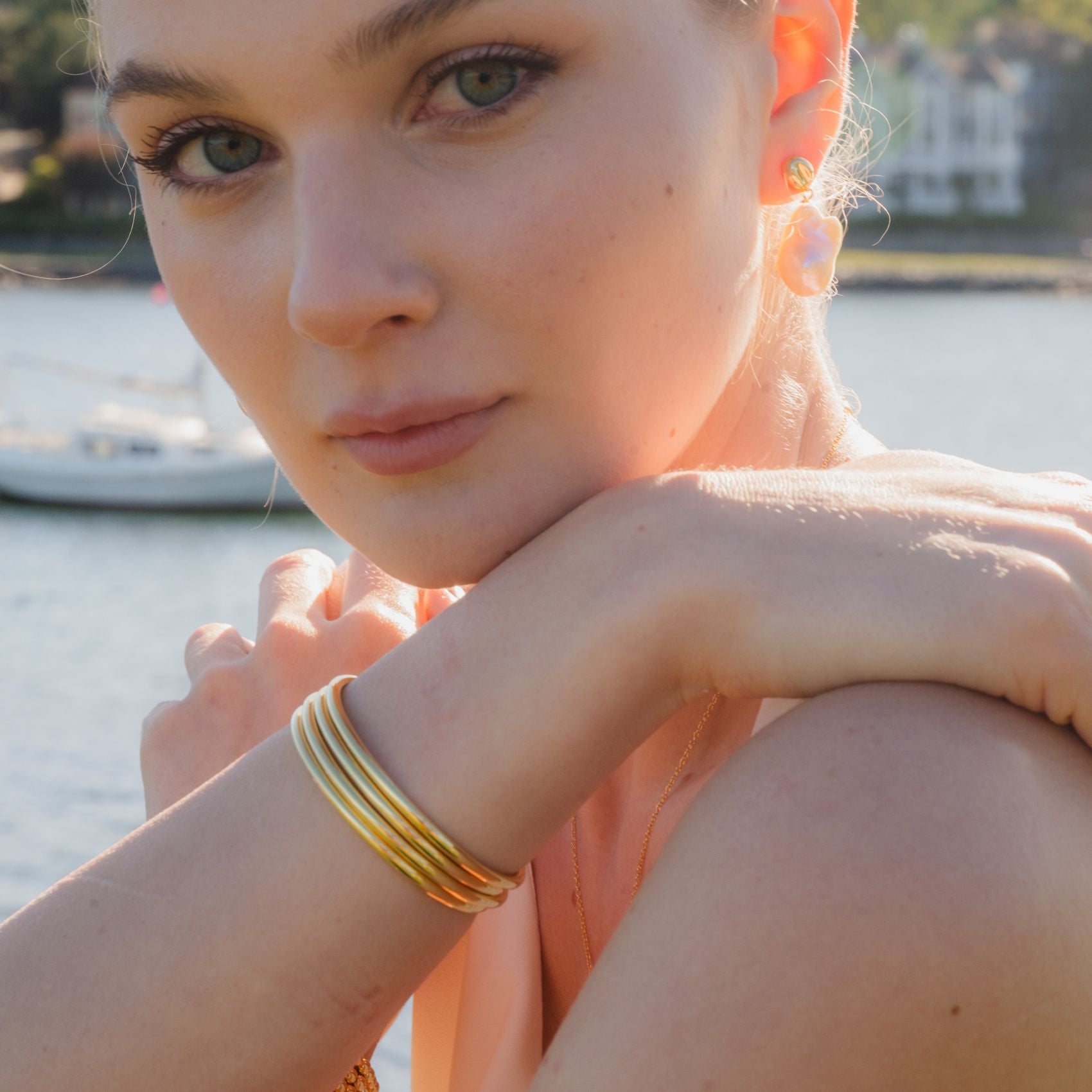 Slim Tube Gold Bangle Cuff