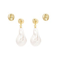 Pebble Stud & Baroque Pearl Drop Earring Set