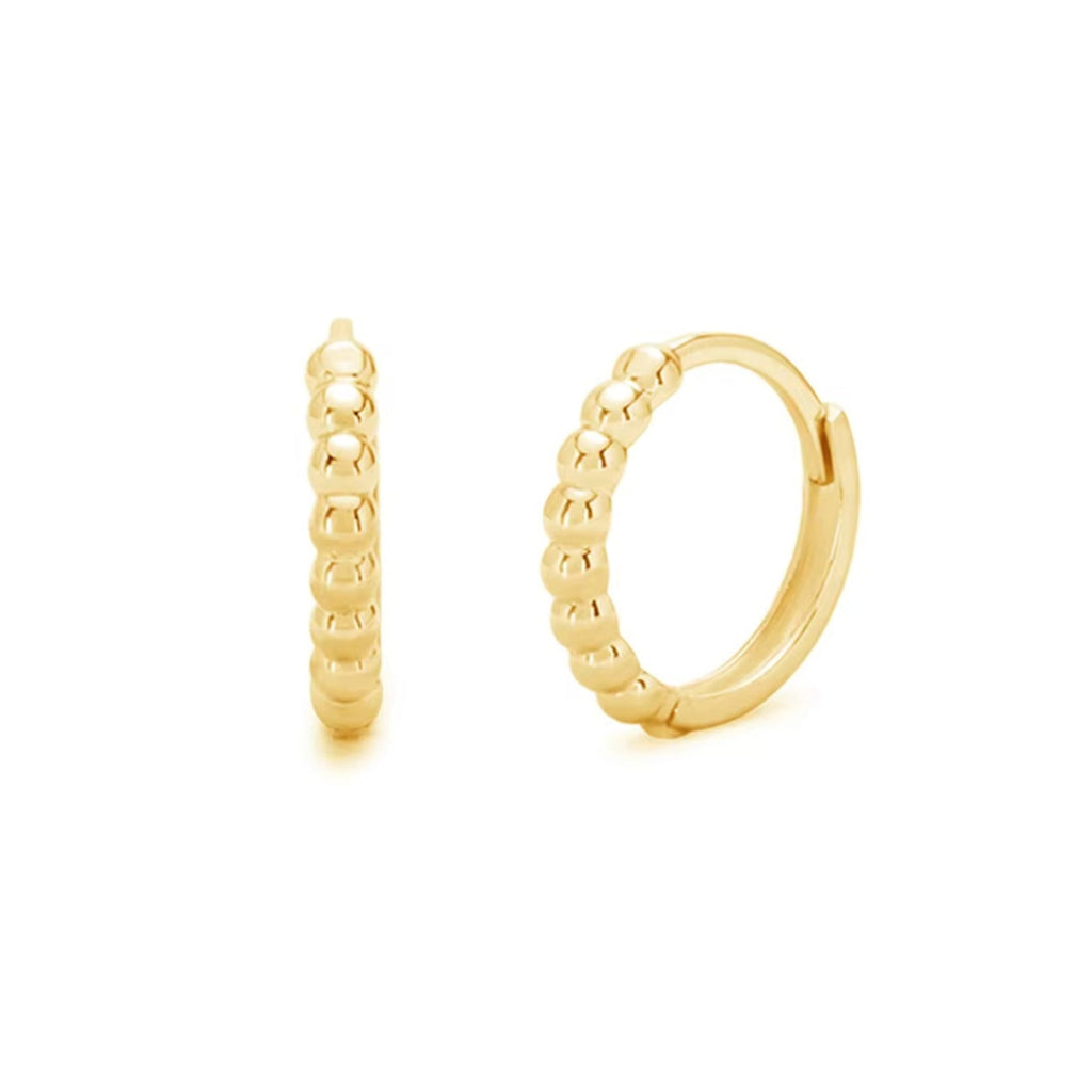 Beaded huggie hoop earrings with modern gold detailing
