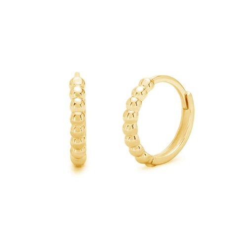 Beaded huggie hoop earrings with modern gold detailing