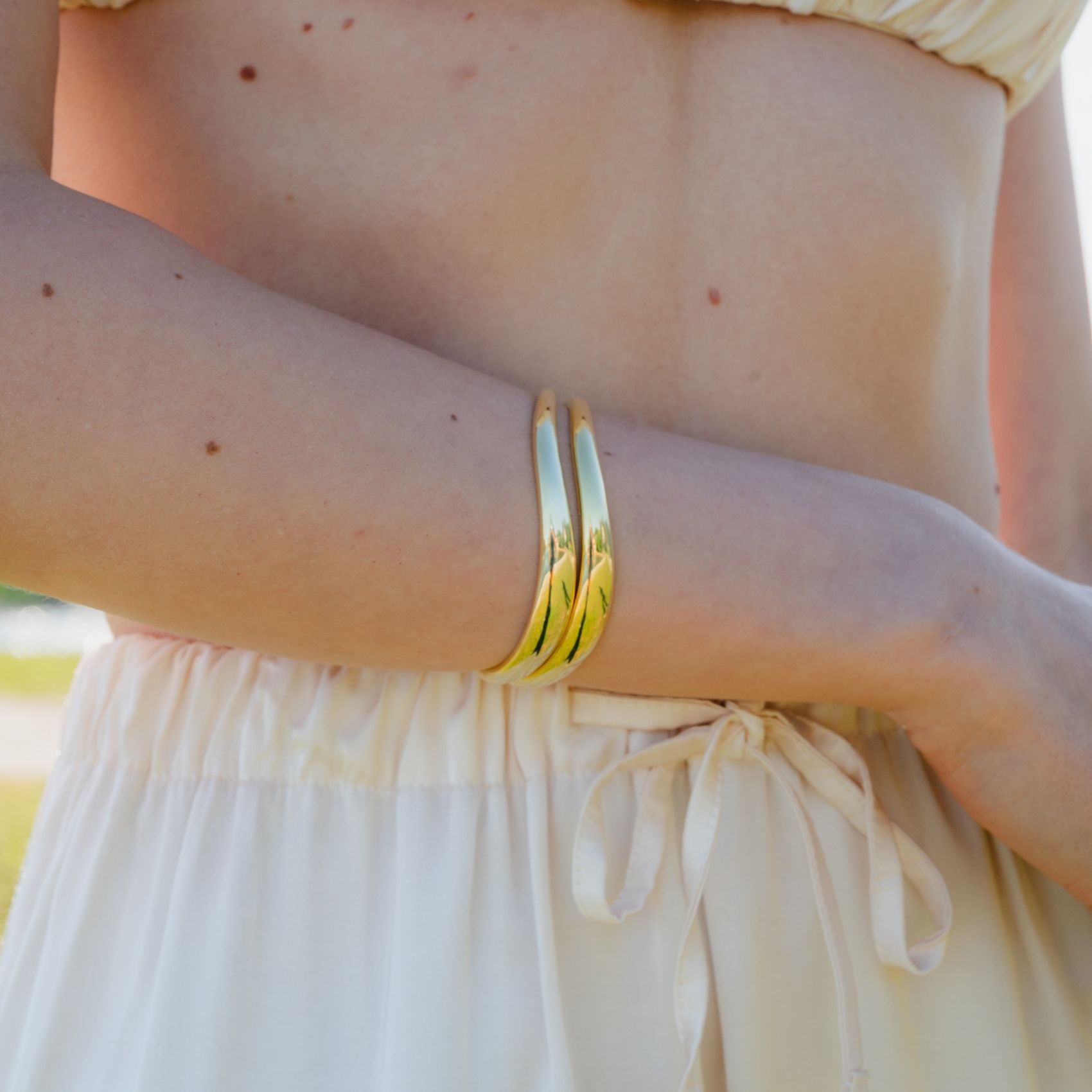 Gold Wave Cuff Bangle