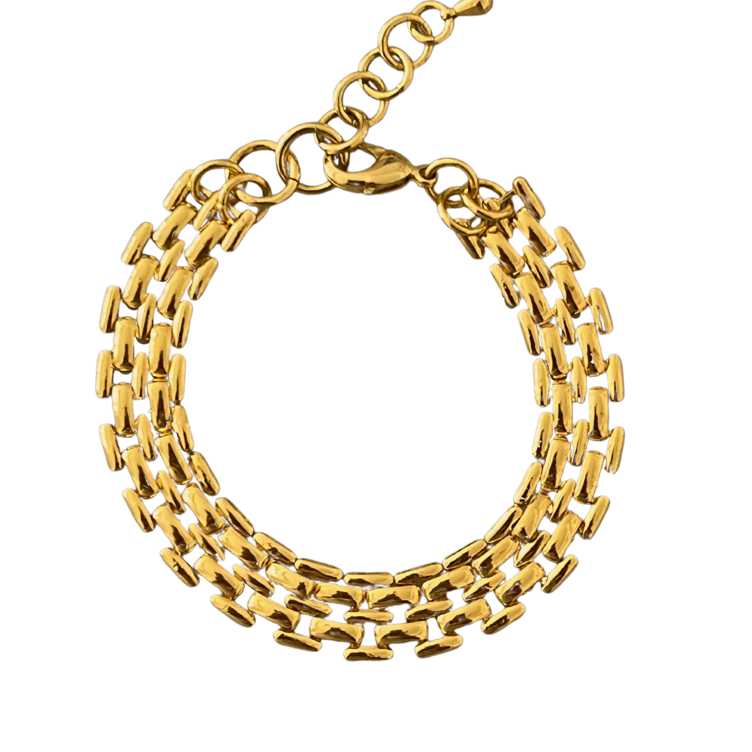 Gold Link Chain Wide Bracelet