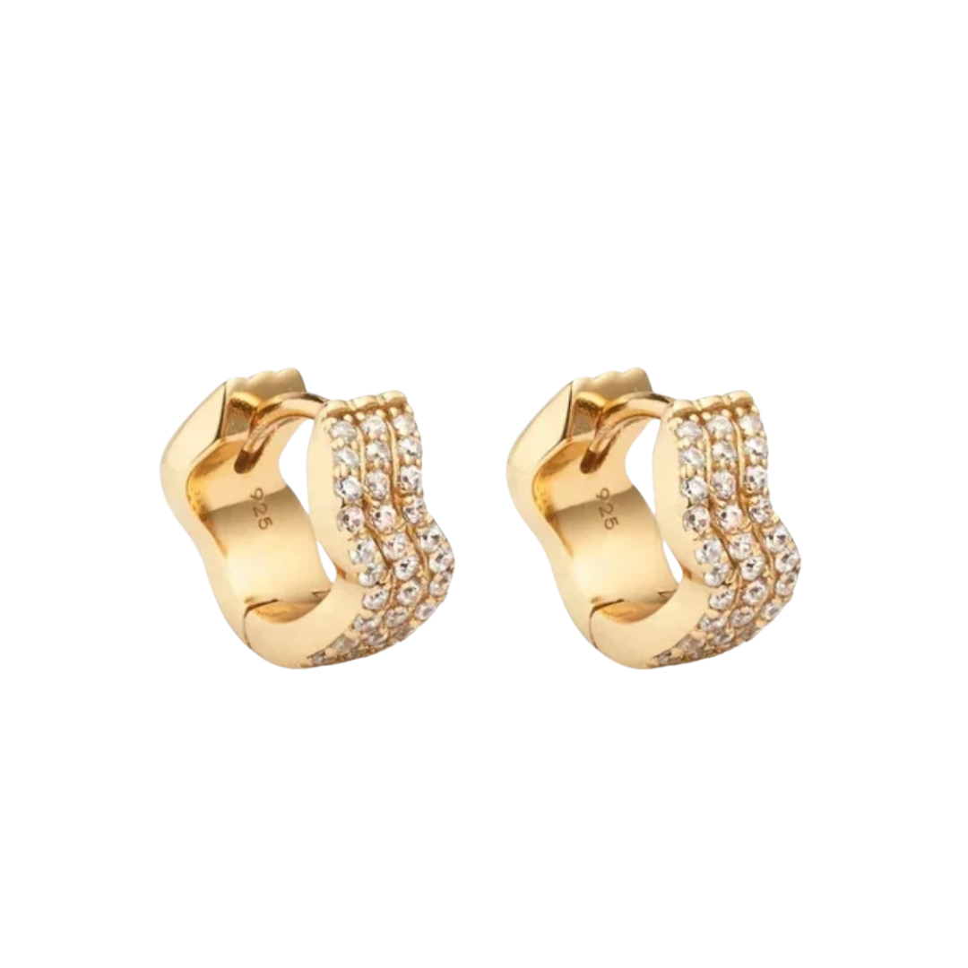 Mini Pave Wave Huggie Earrings