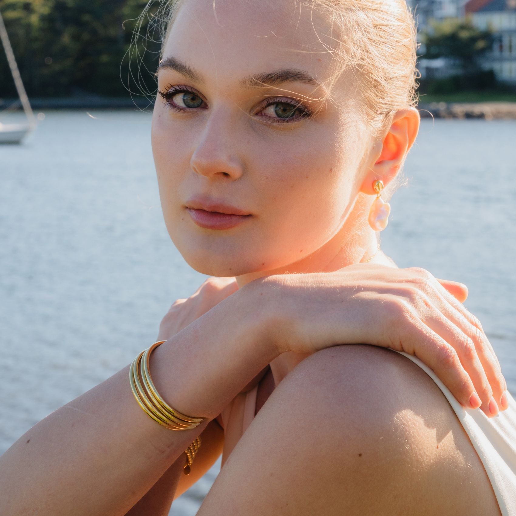 Slim Tube Gold Bangle Cuff