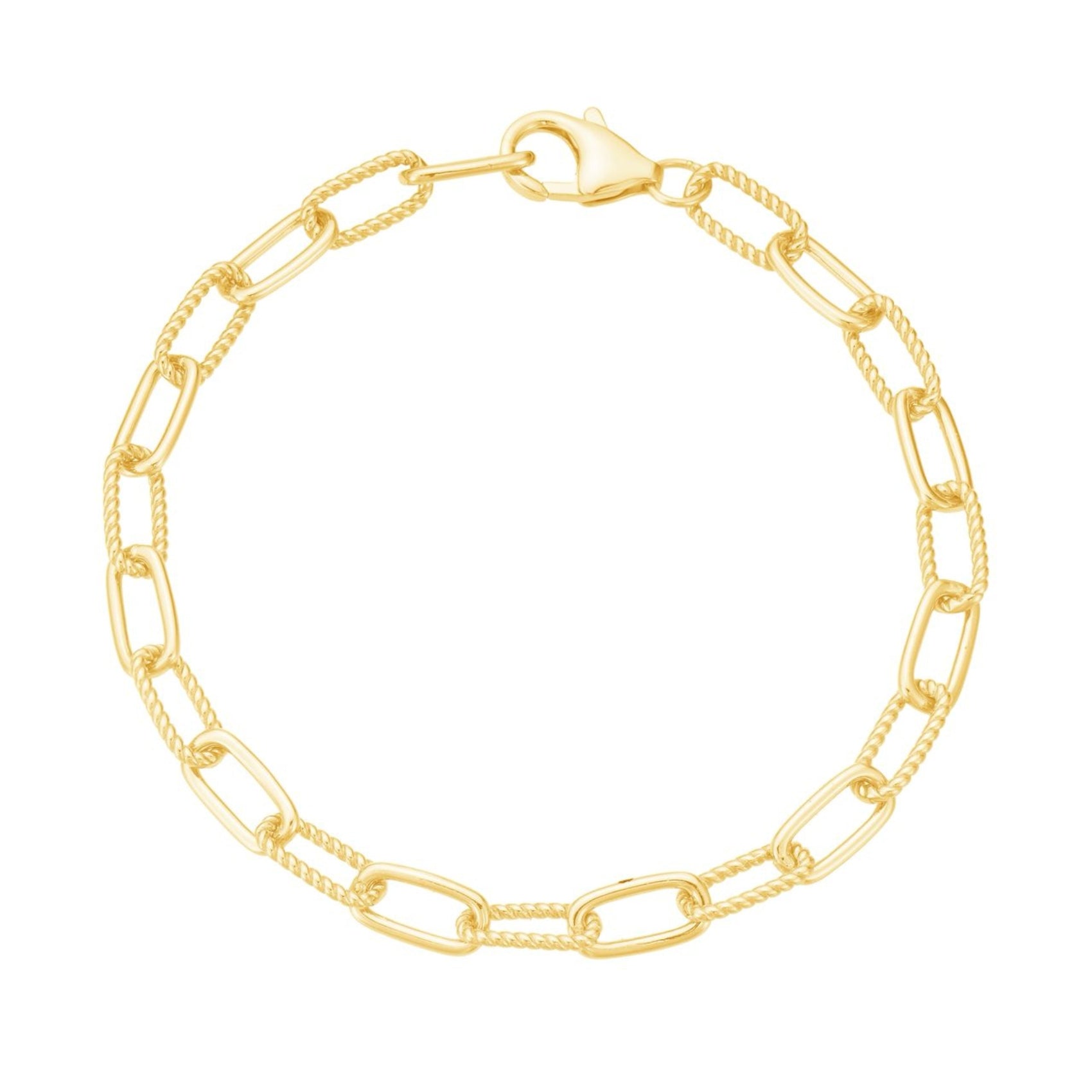 Gold chain bracelet on a white background