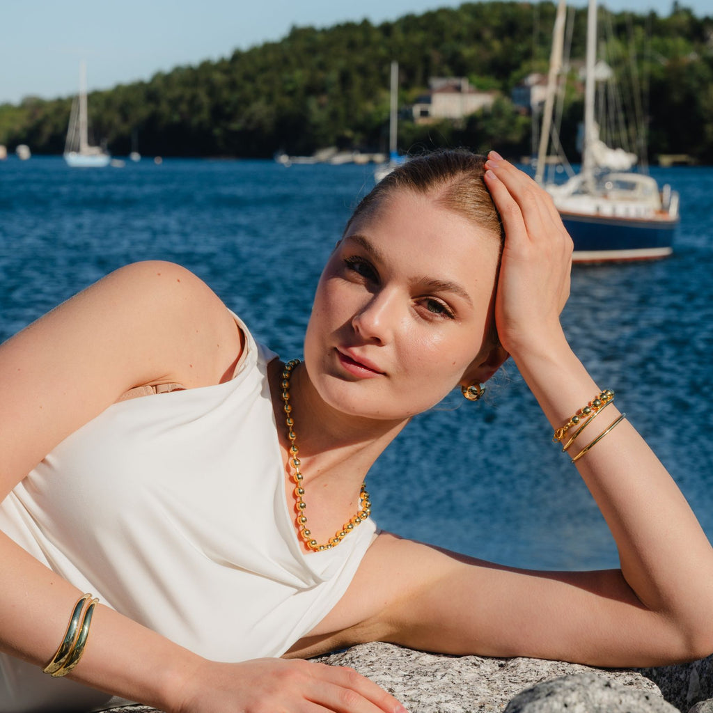 Gold Wave Cuff Bangle