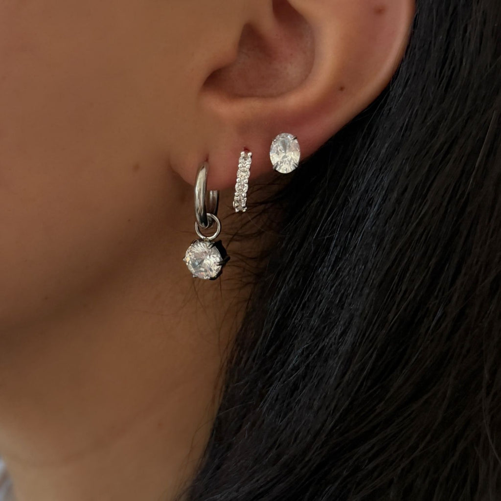 CZ Charm Huggie Hoop Earrings
