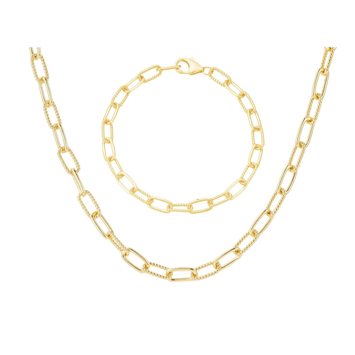 Twist Paperclip Chain & Bracelet Set
