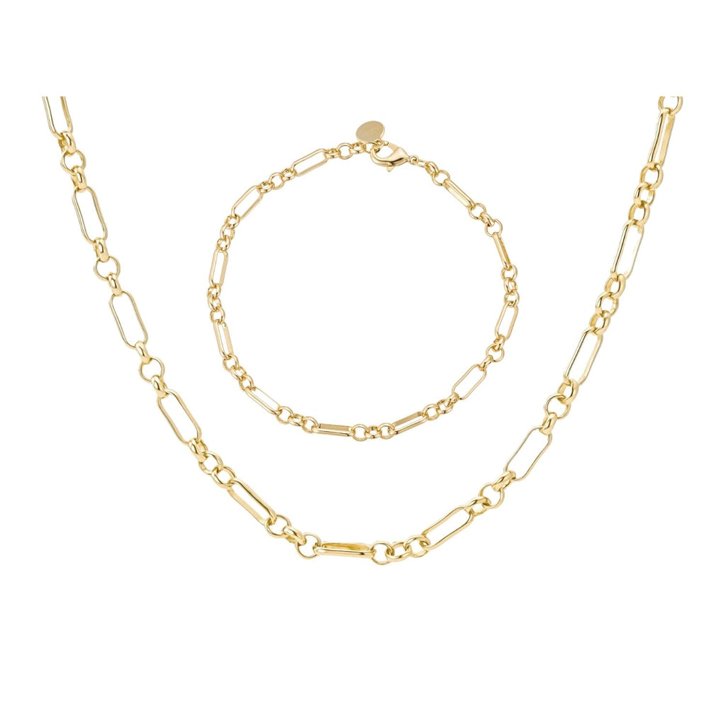Figaro Link Chain & Bracelet Set