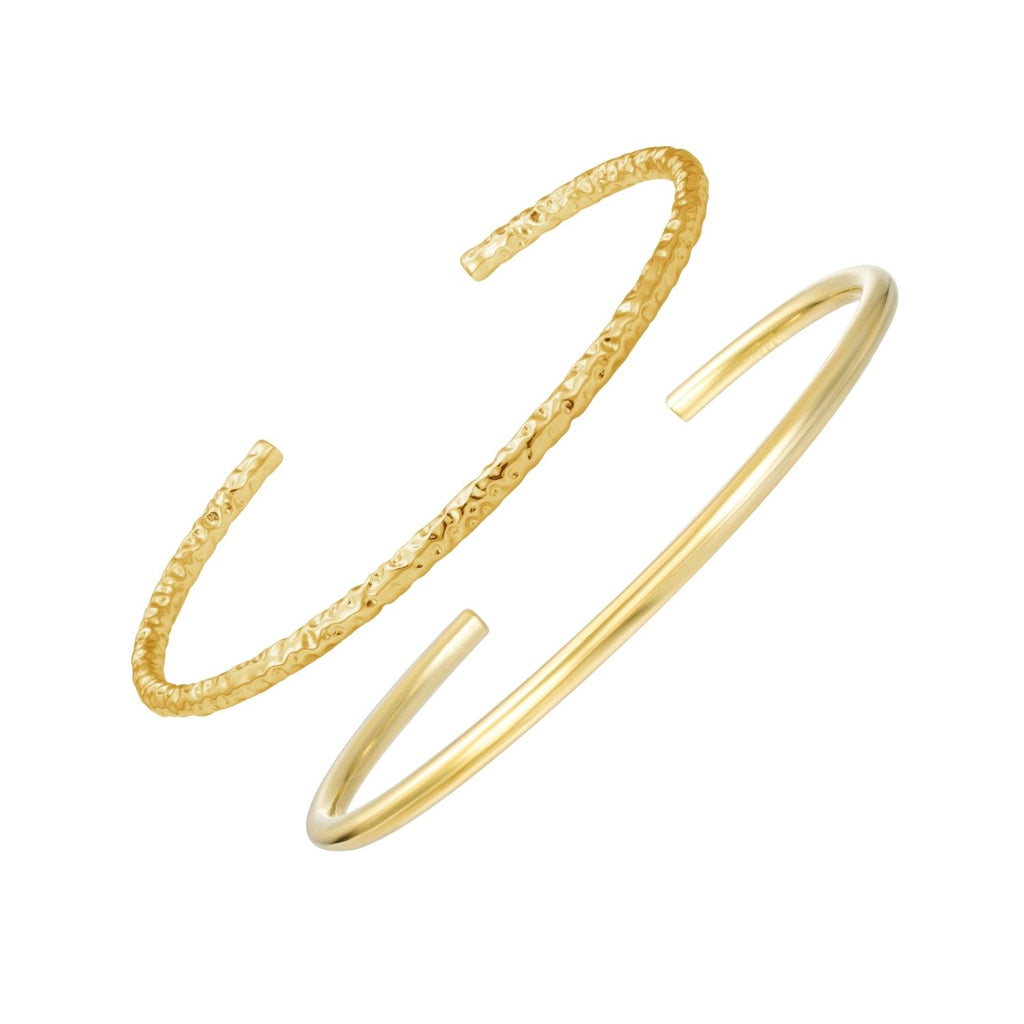 Smooth & Hammered Cuff Bracelet Set