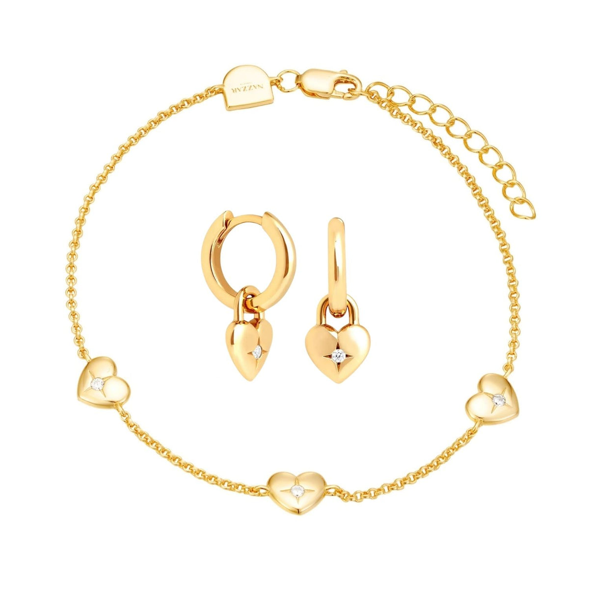 Heart Charm Bracelet & Earring Set
