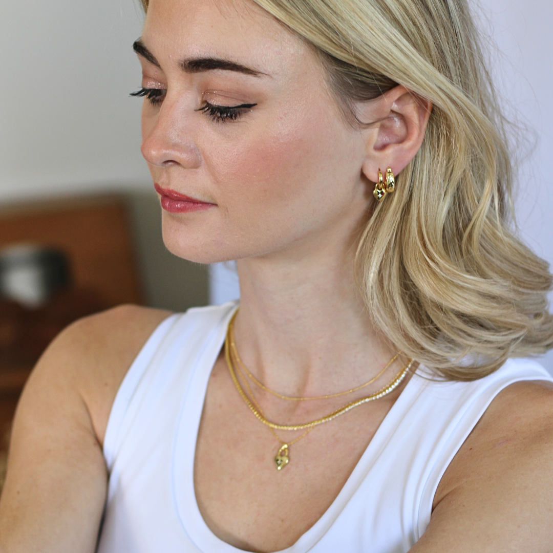 Star Burst Heart Charm Earring