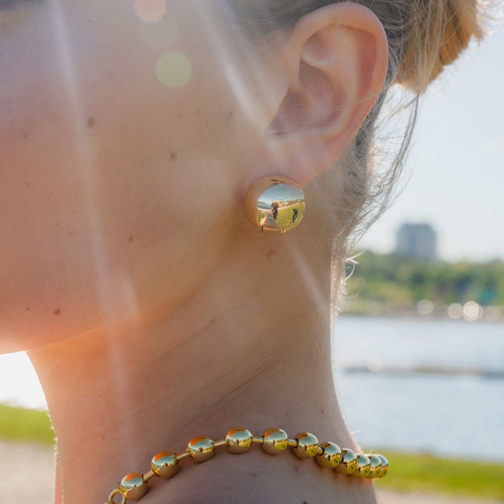 Puffy Ball Hoop Earrings