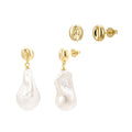 Pebble Stud & Baroque Pearl Drop Earring Set