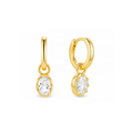Oval CZ Drop Huggie Earrings