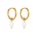 Dainty drop earrings with natural freshwater pearl charms, hypoallergenic