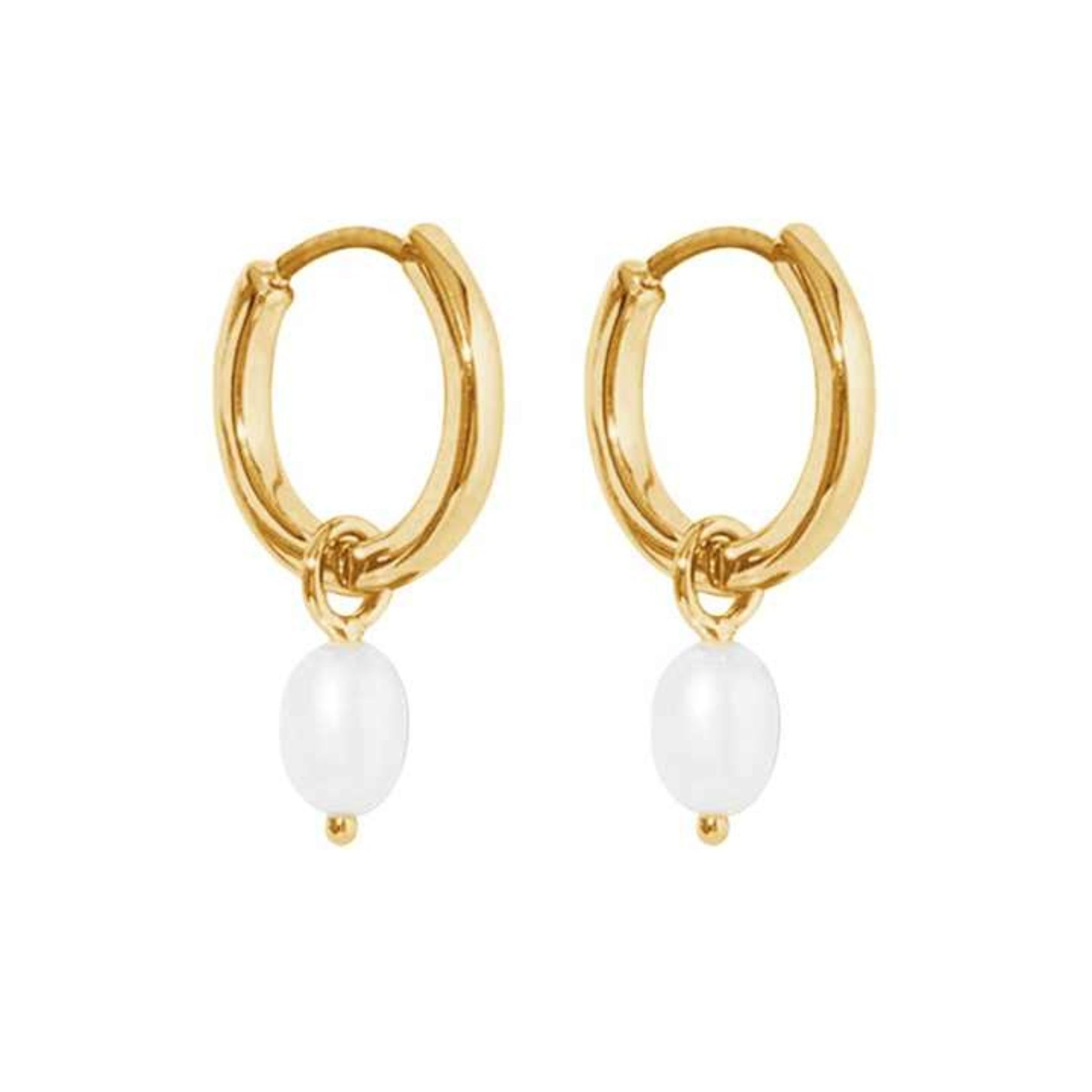 Dainty drop earrings with natural freshwater pearl charms, hypoallergenic