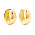 Bold puffy dome-shaped gold hoop earrings with a smooth finish