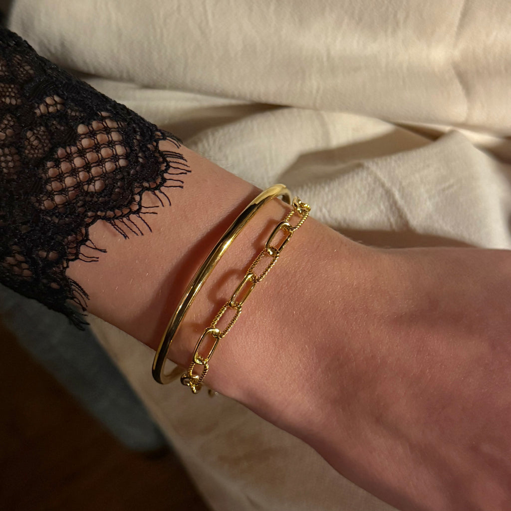 Slim Tube Gold Bangle Cuff