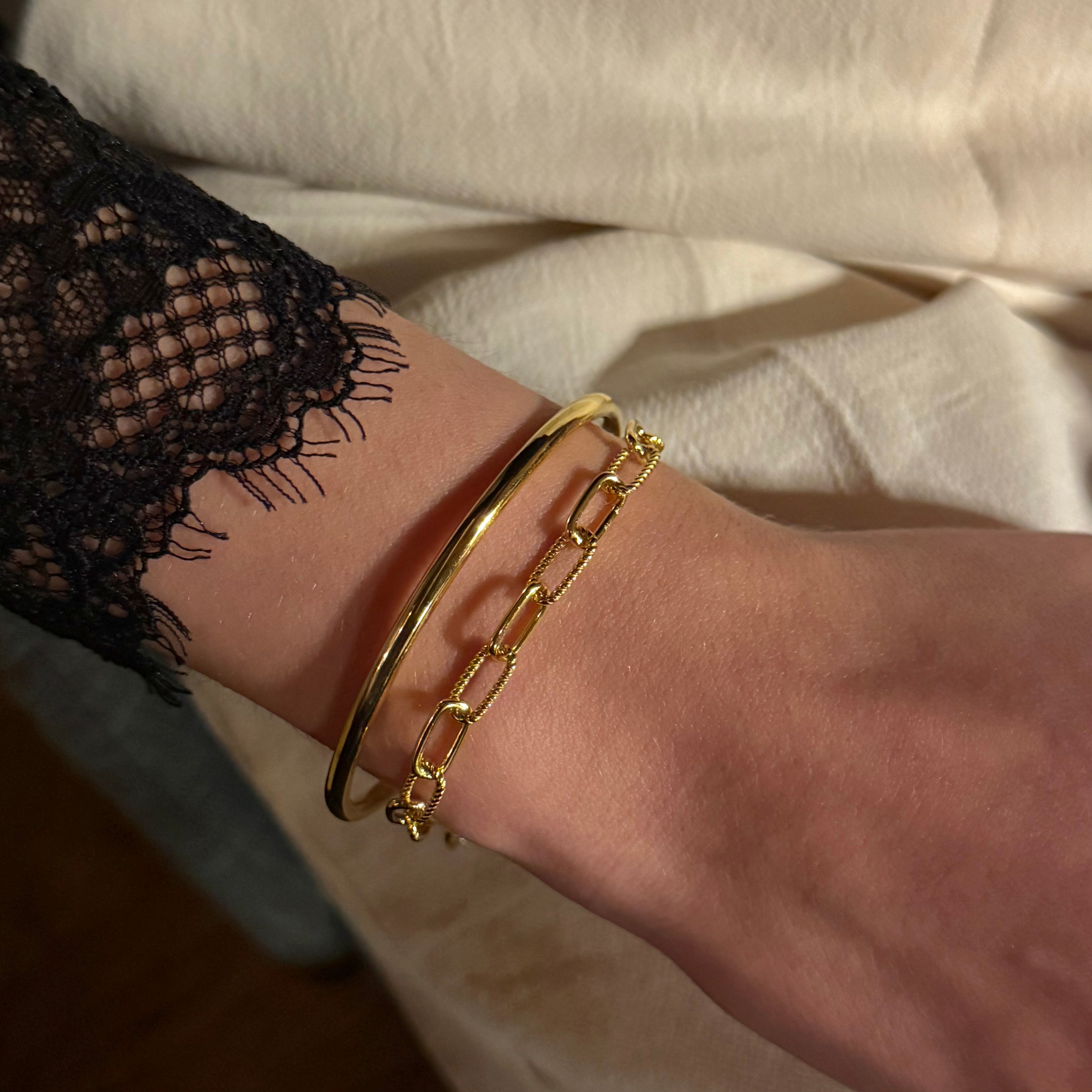Slim Tube Gold Bangle Cuff