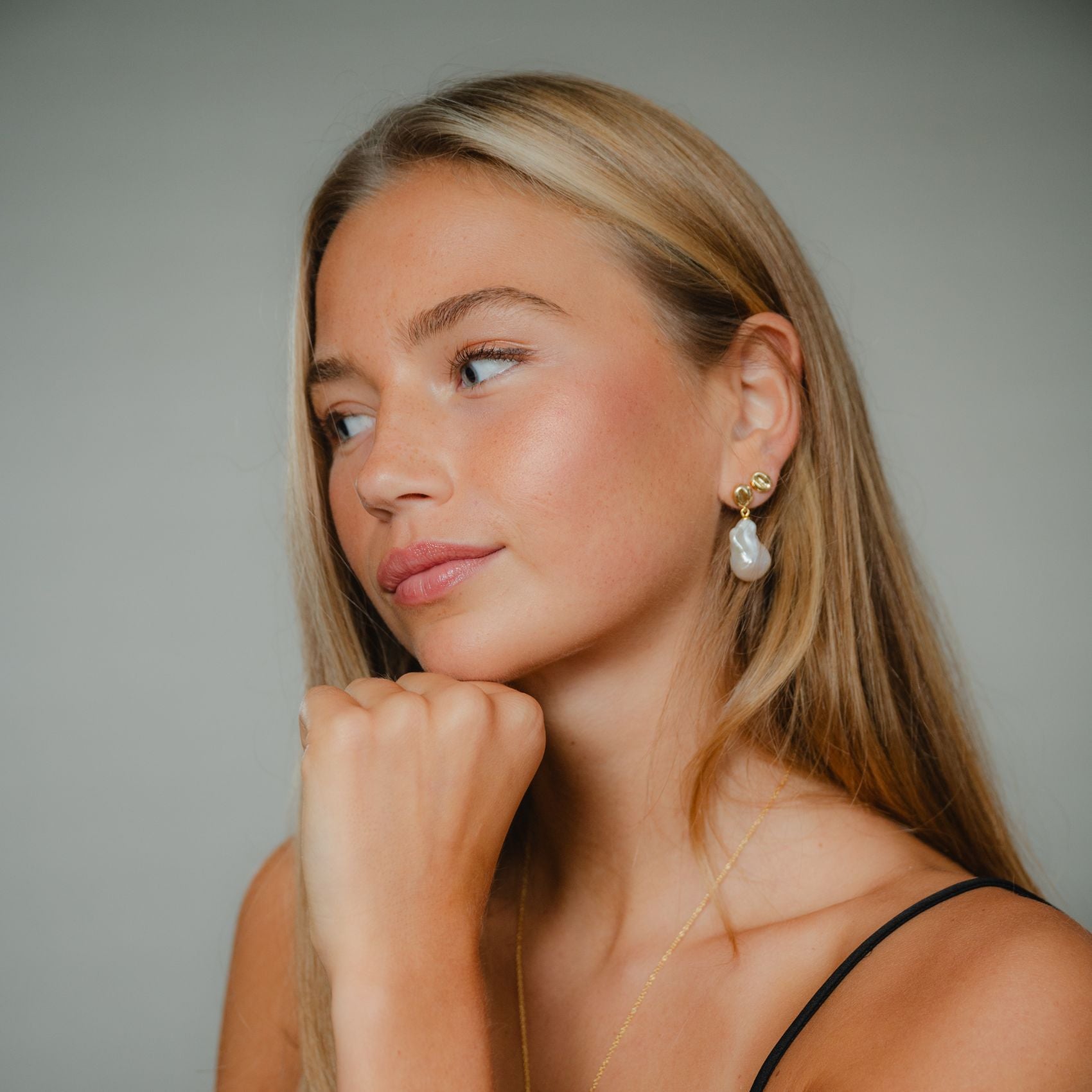Large Pearl Dangle Pebble Earrings