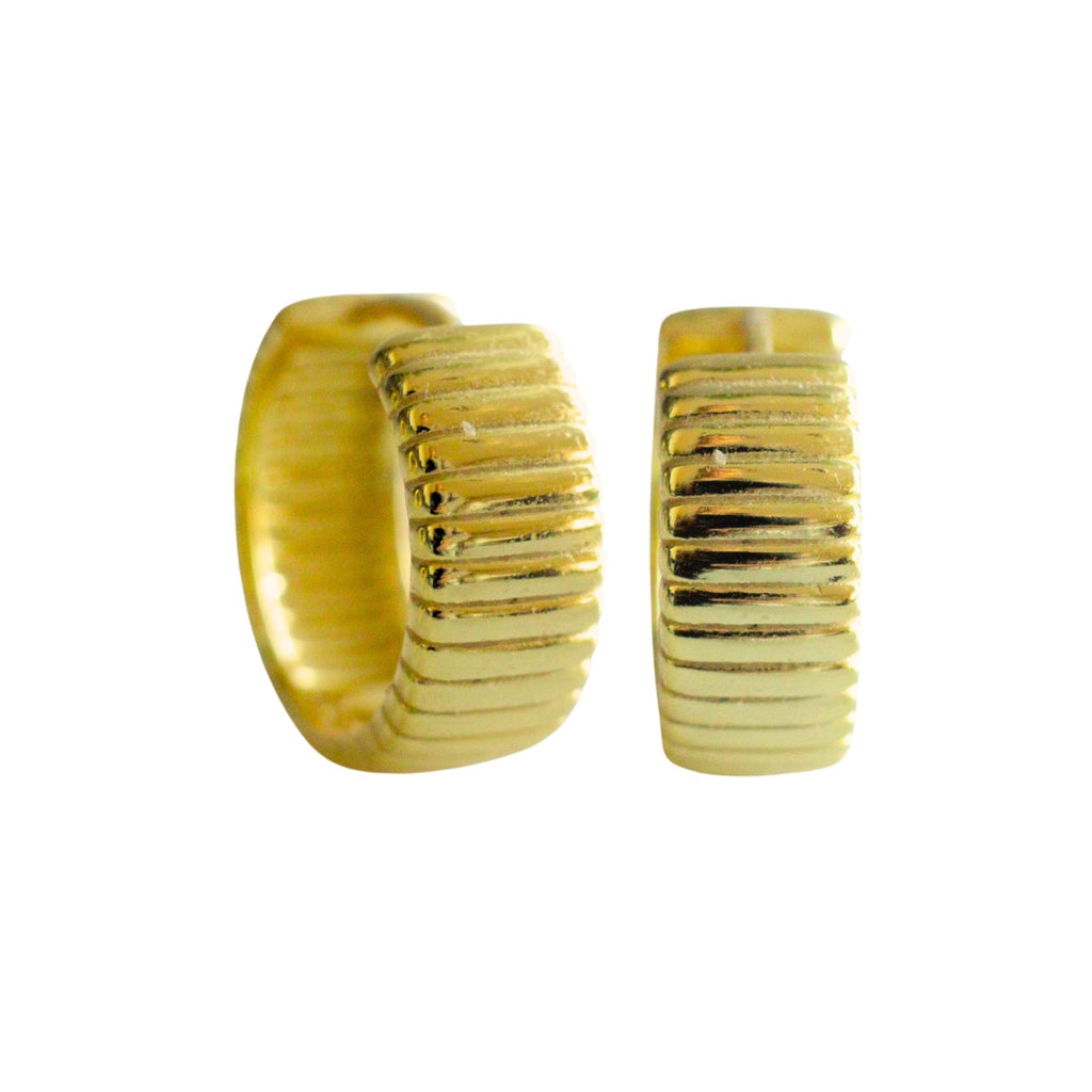 Gold Ribbed Hoop Earrings