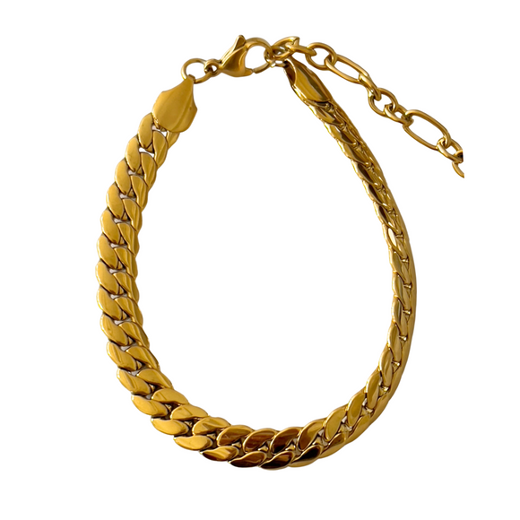 Wide Flat Curb Chain Bracelet