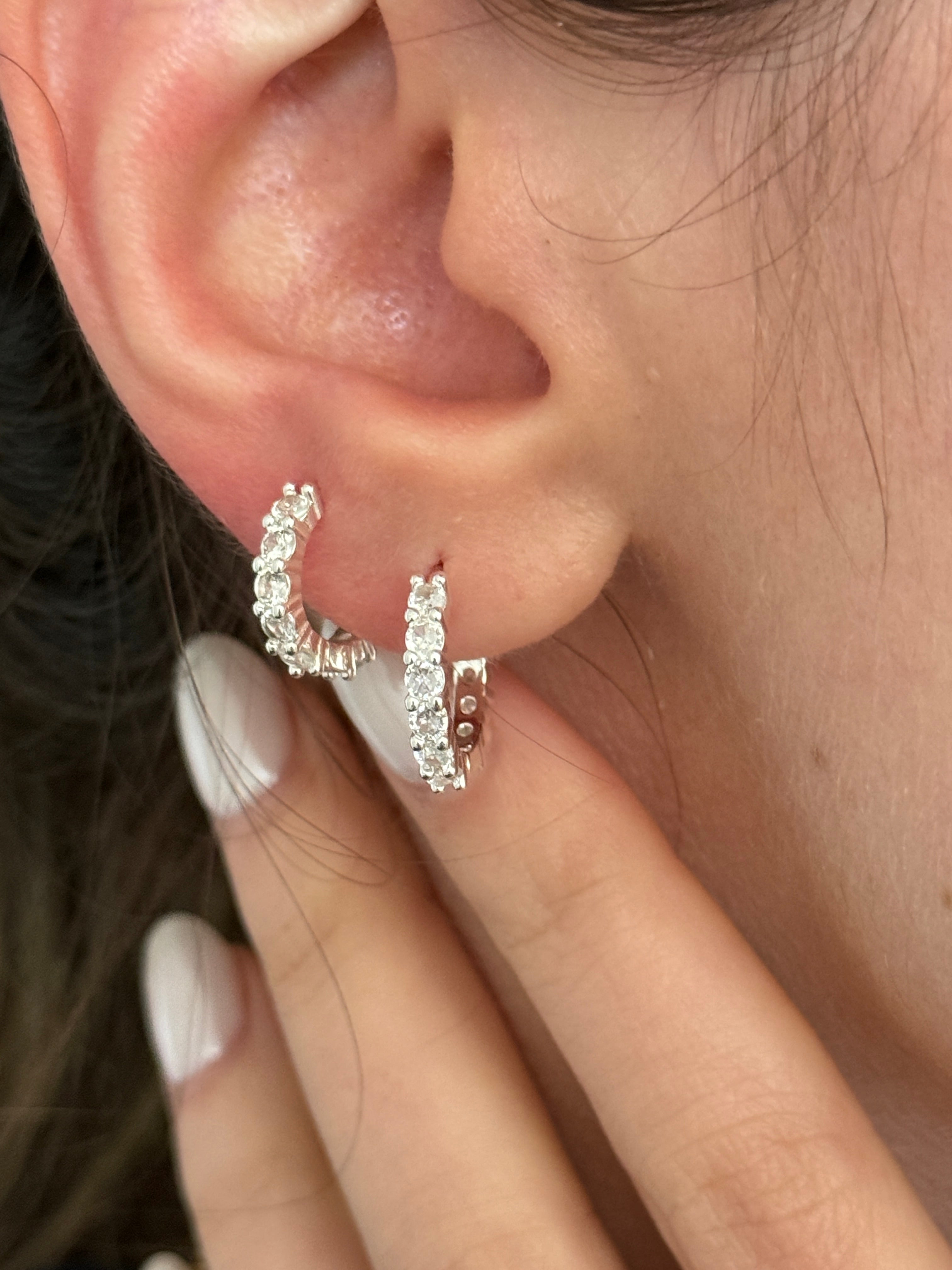CZ Huggie Hoop Earrings - Silver [Coming soon]