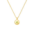Gold round pendant necklace featuring a vibrant green peridot gemstone