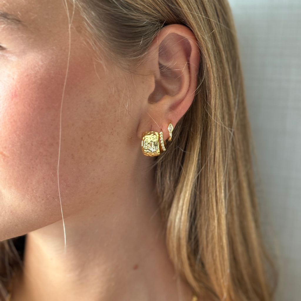 Hammered Wide Hoop Earrings