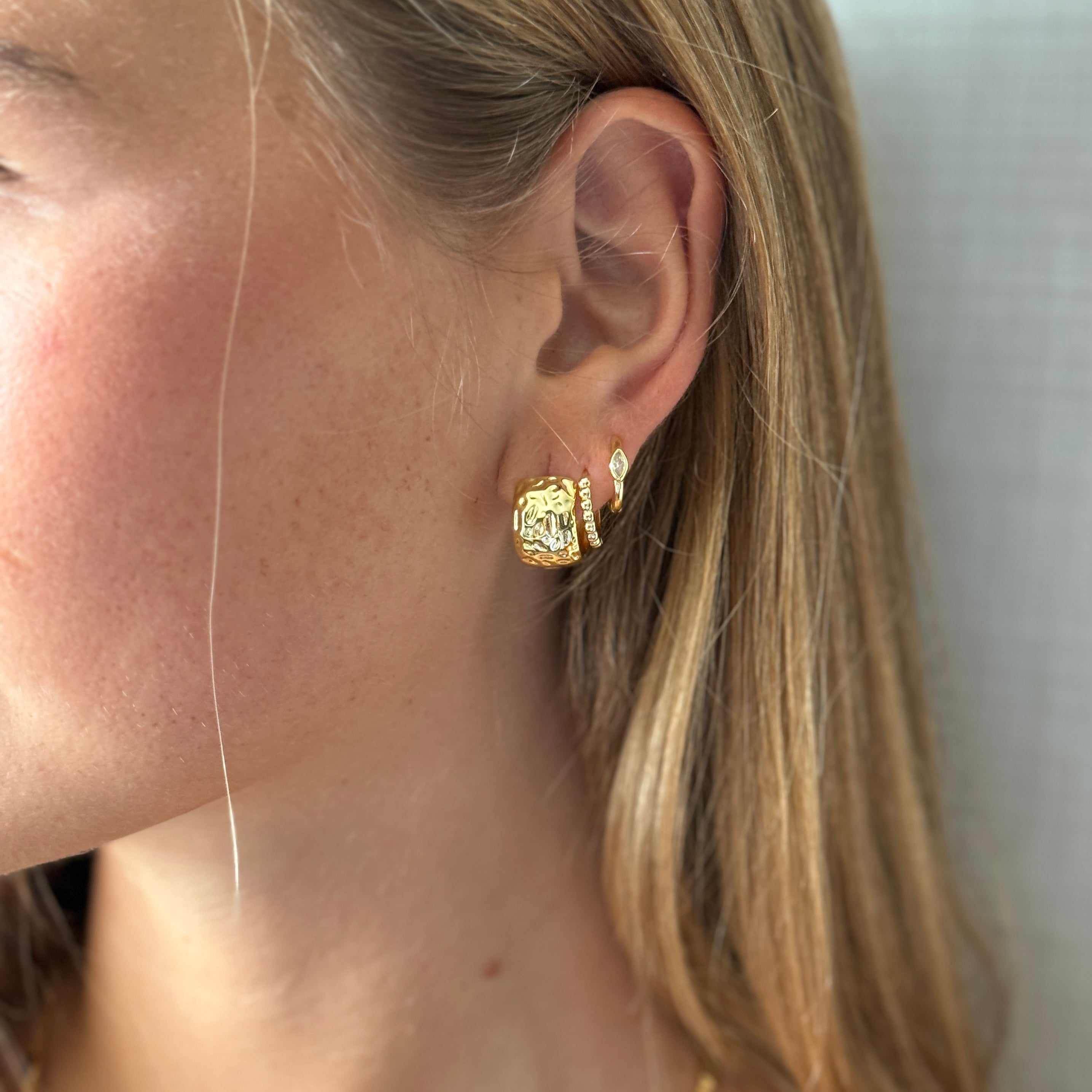 Hammered Wide Hoop Earrings
