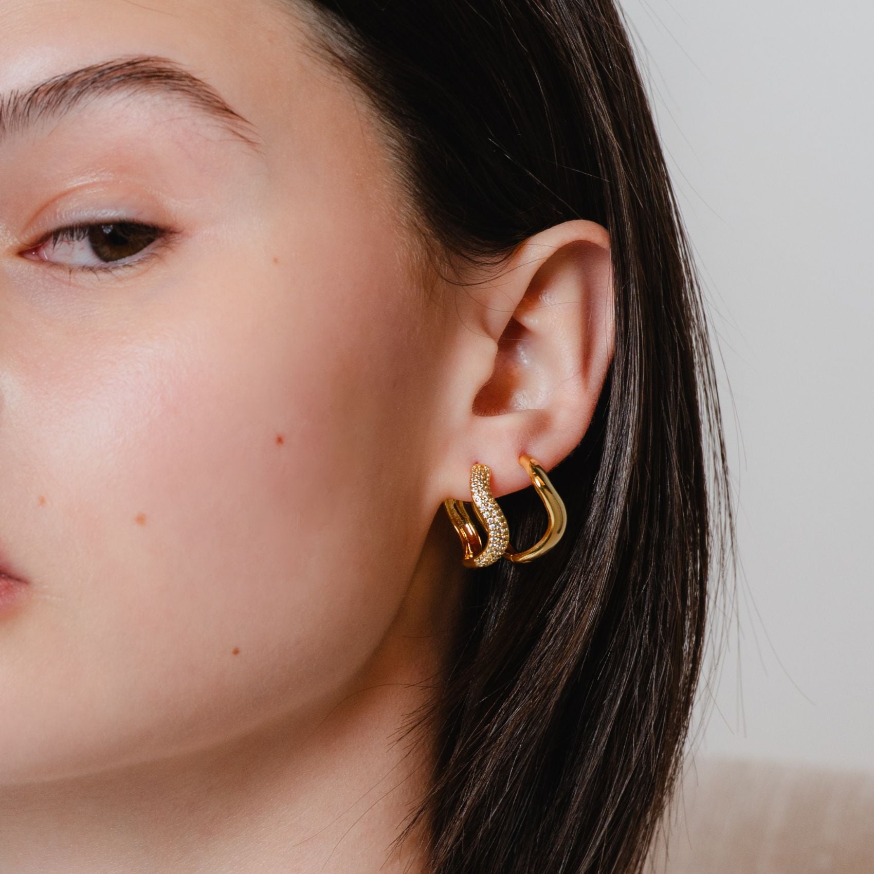 Pave Wave Hoop Earrings