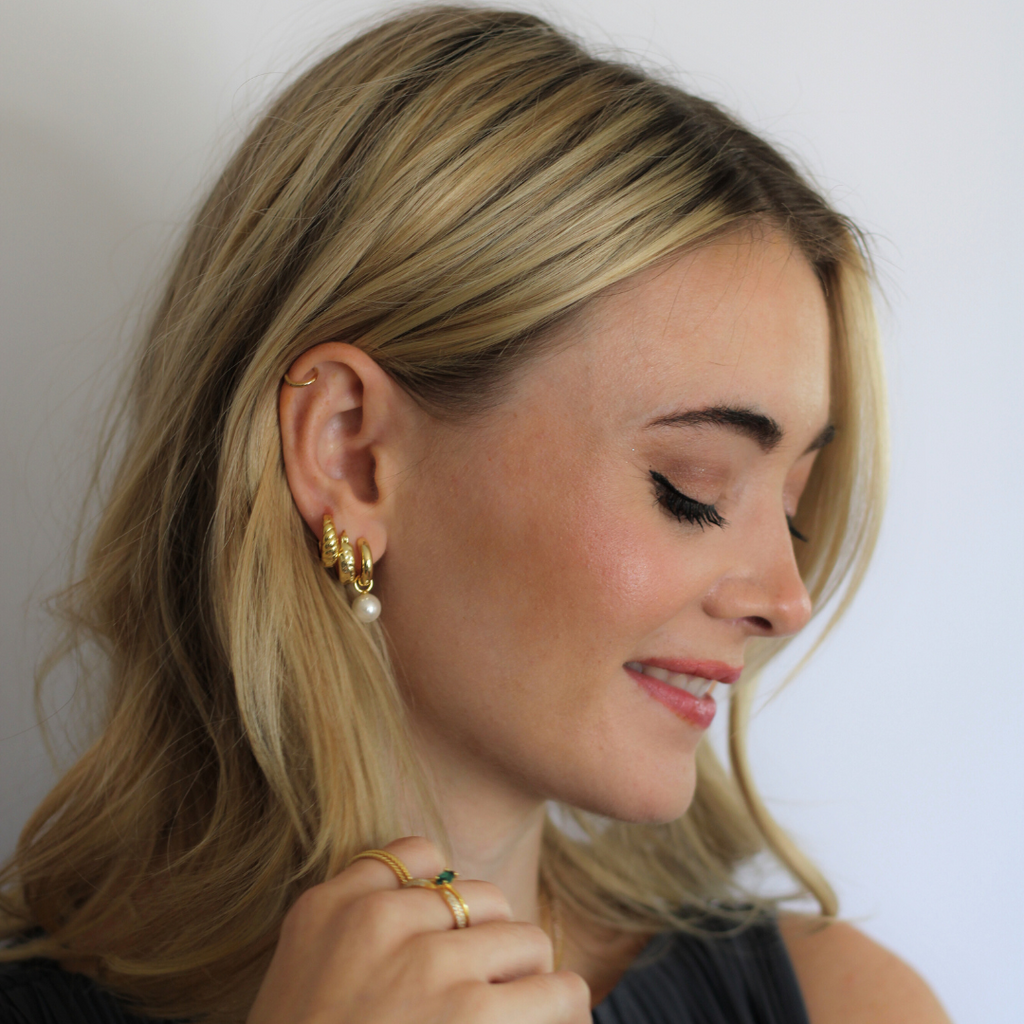 Gold Croissant Hoop Earrings