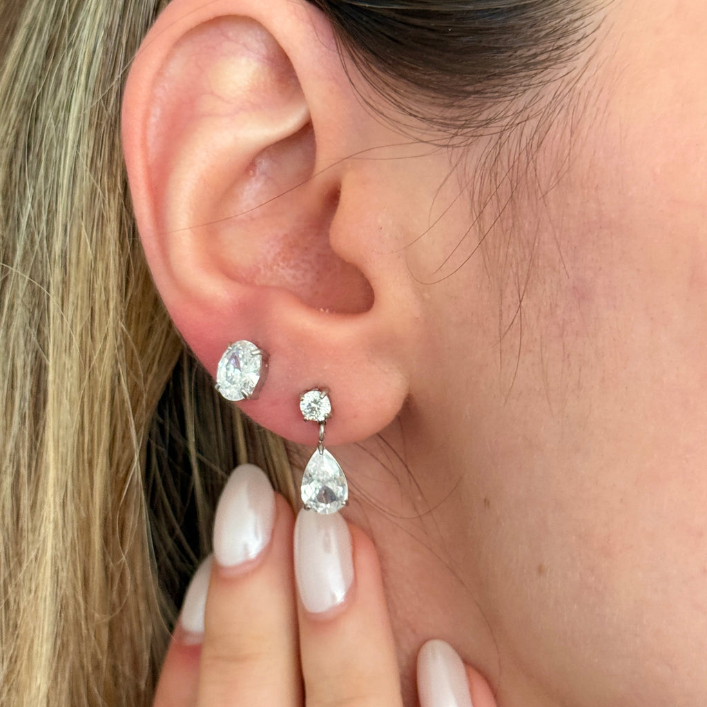 Oval CZ Stud Earrings