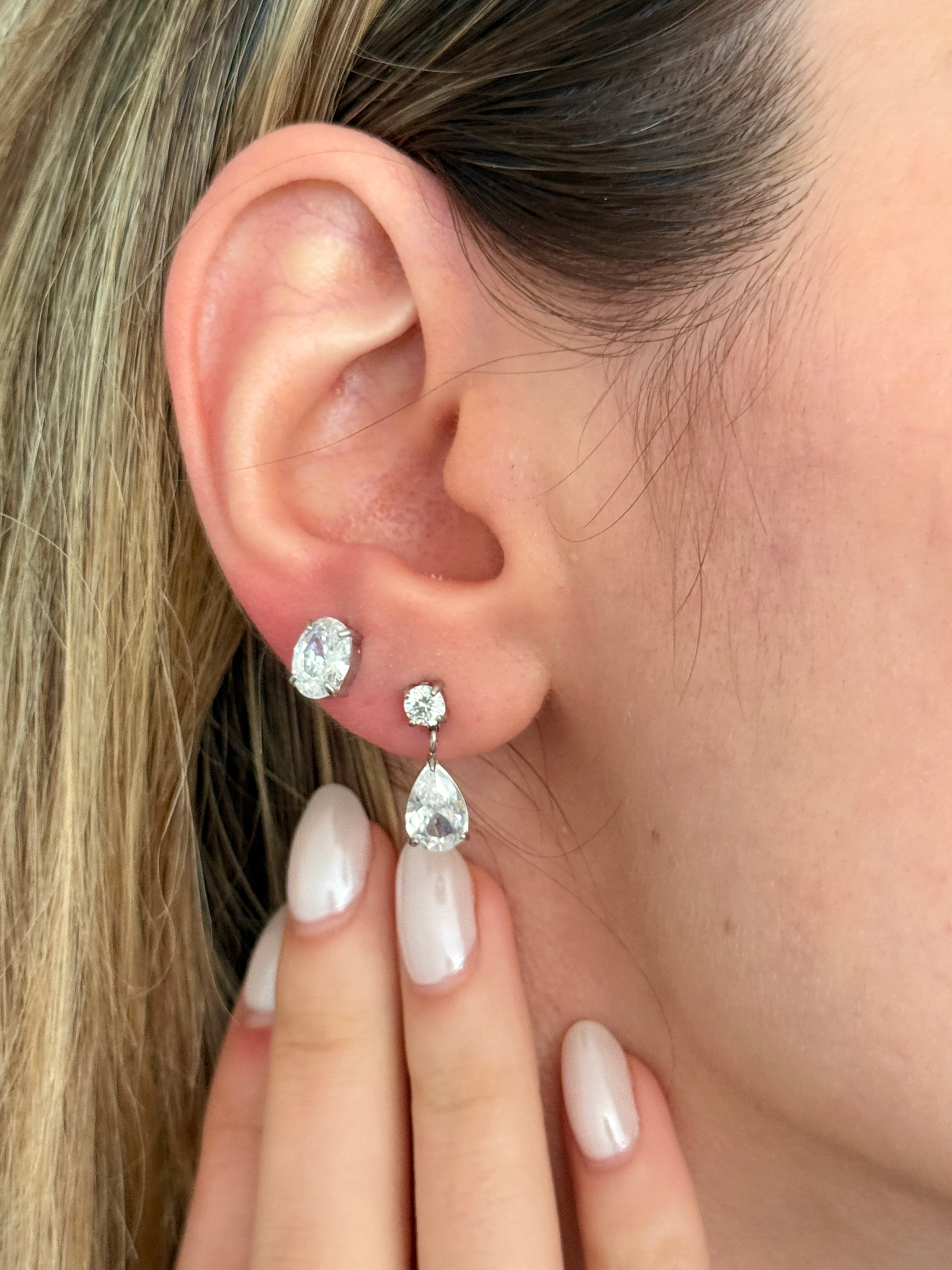 Teardrop CZ Drop Earrings - Silver [Coming Soon]