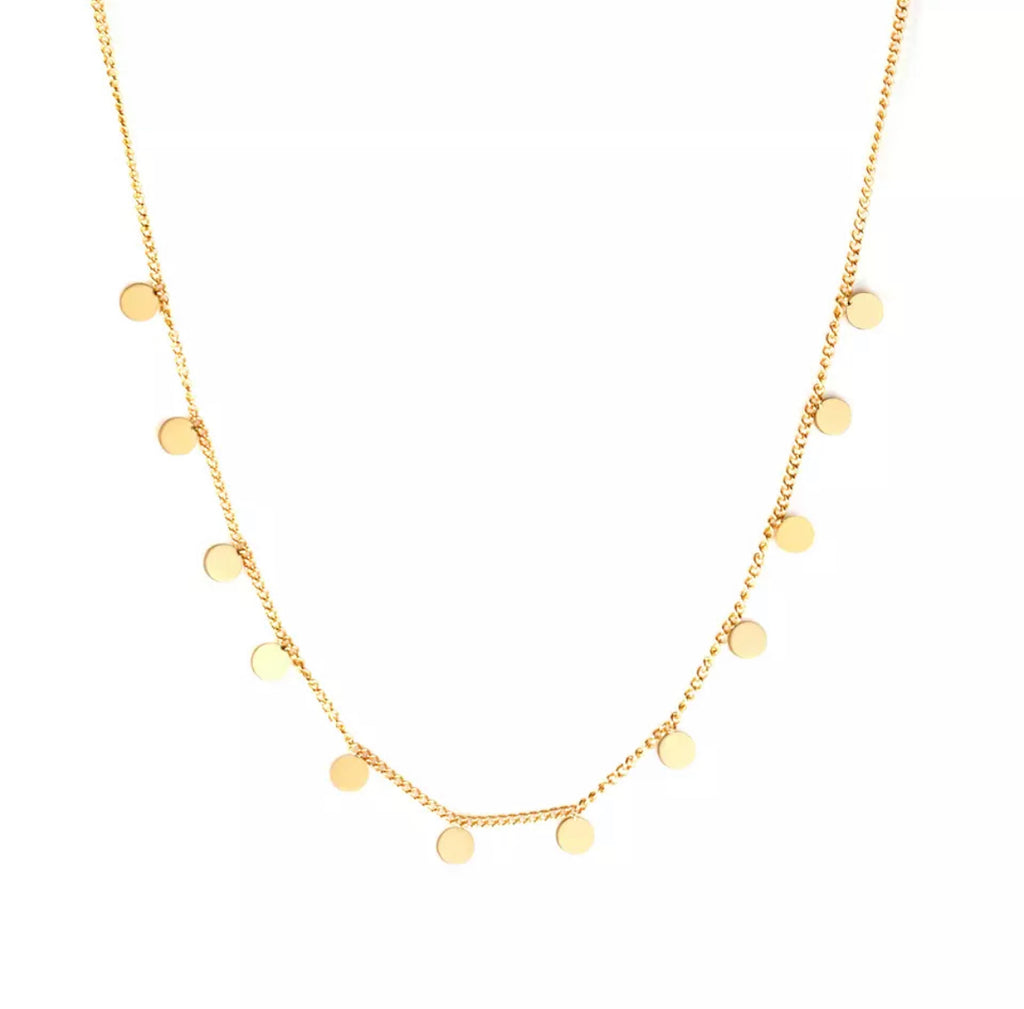 Gold Disc Dangle Necklace