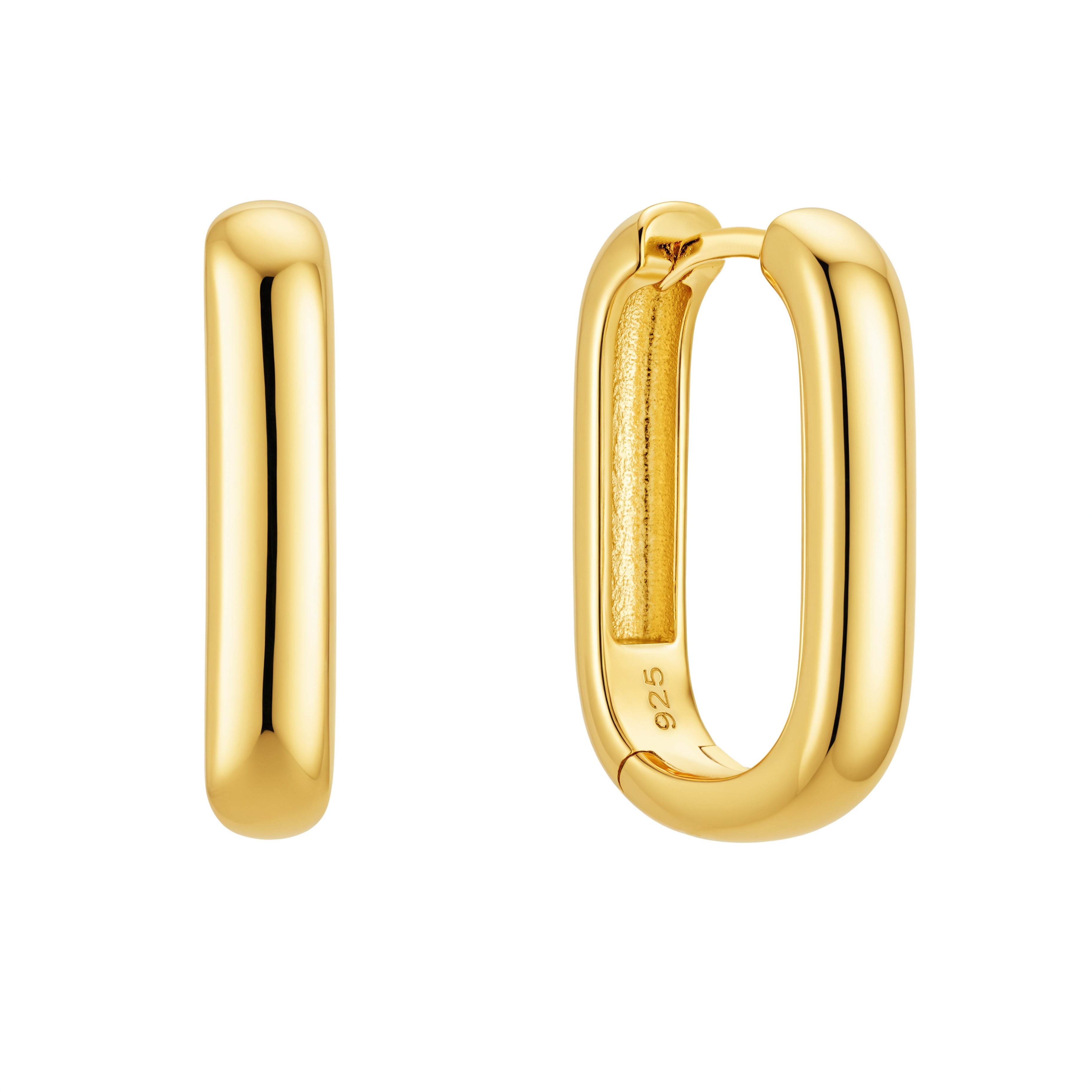 Bold gold U-shaped hoop earrings with smooth polished finish