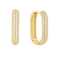 Bold pave gold U-shaped hoop earrings 