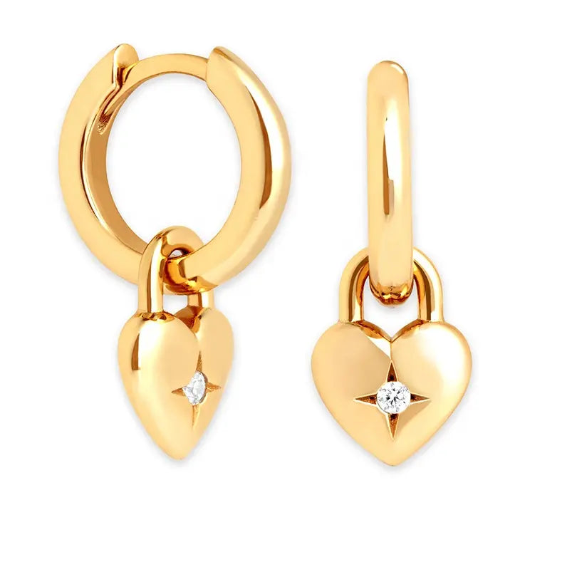 Star Burst Heart Charm Earring