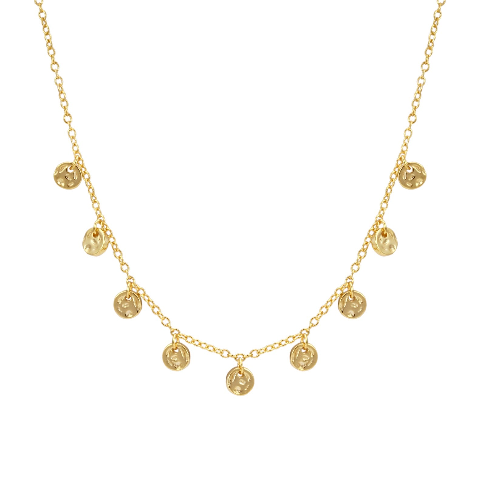Hammered Disc Station Necklace