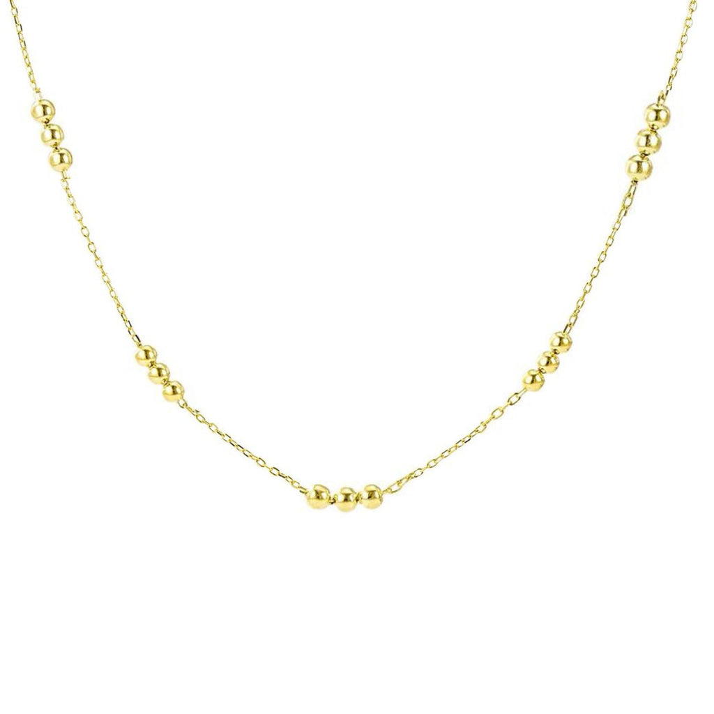 Trio Gold Bead Station Chain Necklace