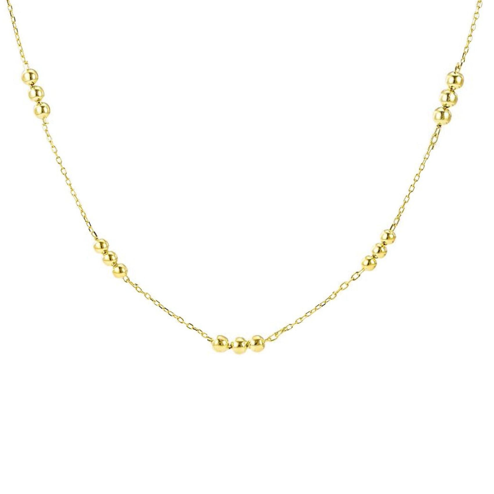 Trio Gold Bead Station Chain Necklace
