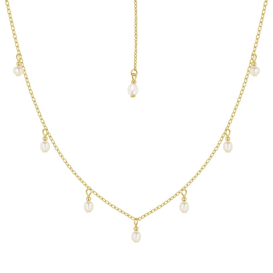 Pearl Dangle Station Necklace