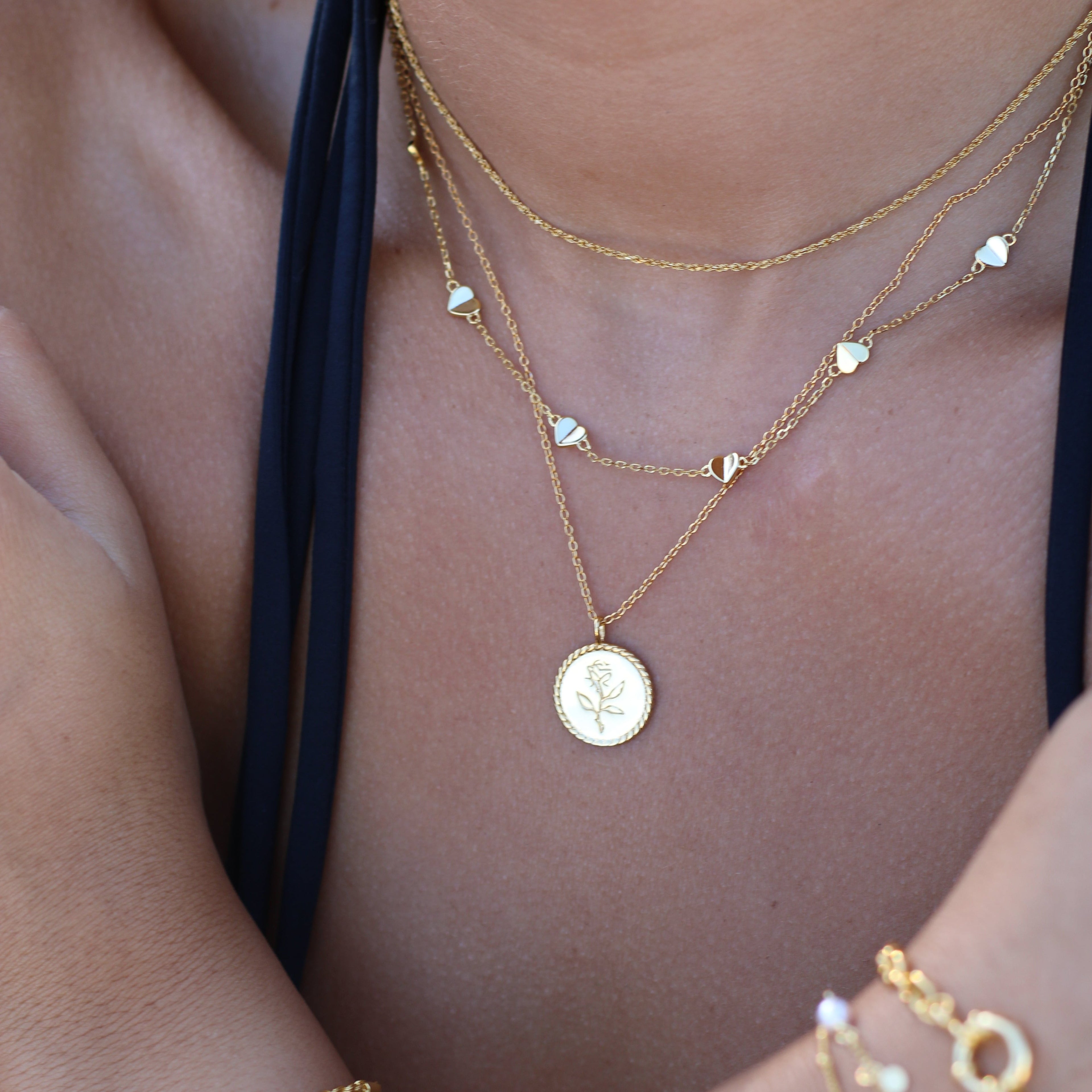 Gold Heart Station Necklace