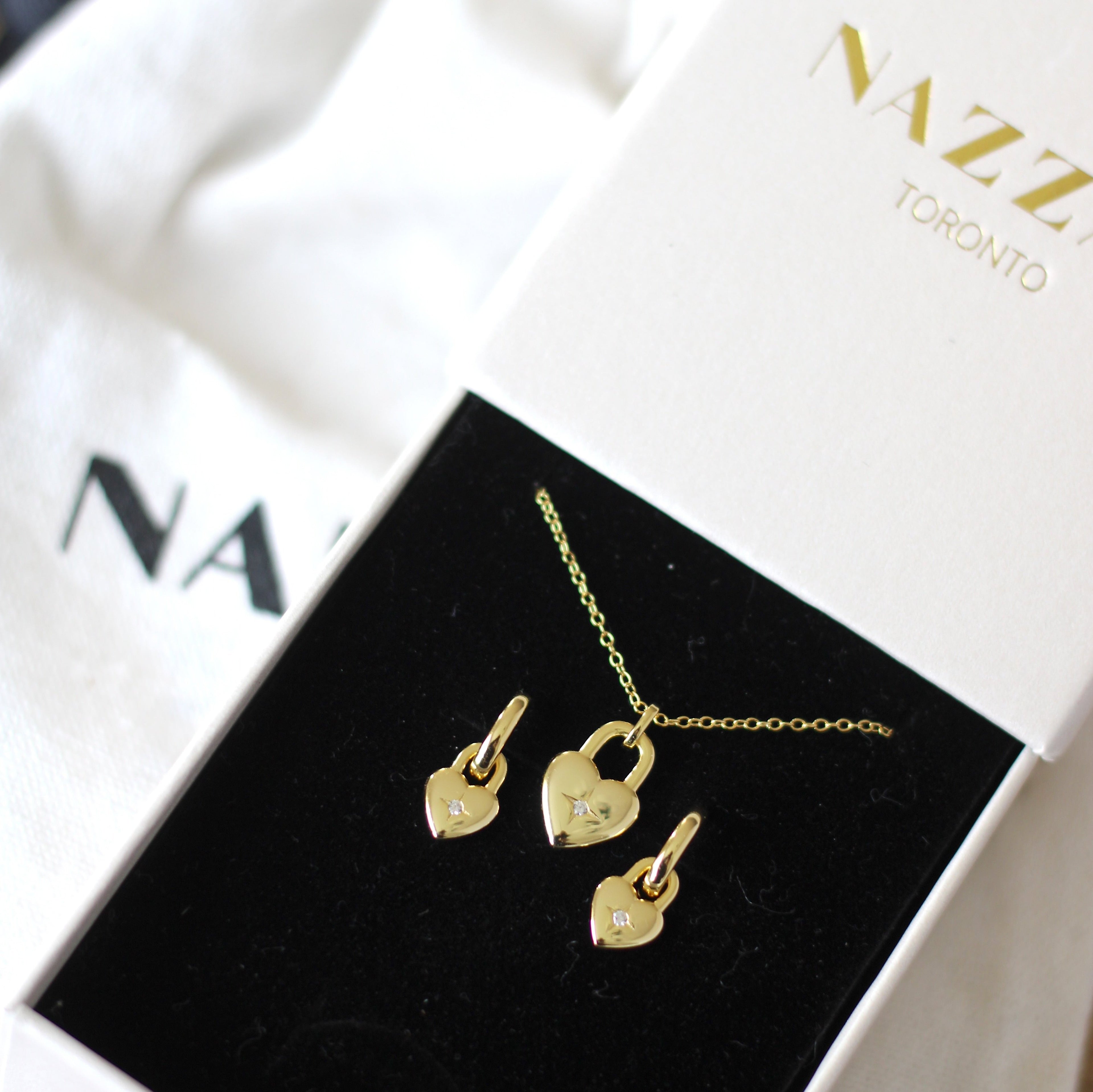 Star Burst Heart Charm Earring