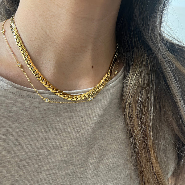 Wide Flat Curb Chain Necklace