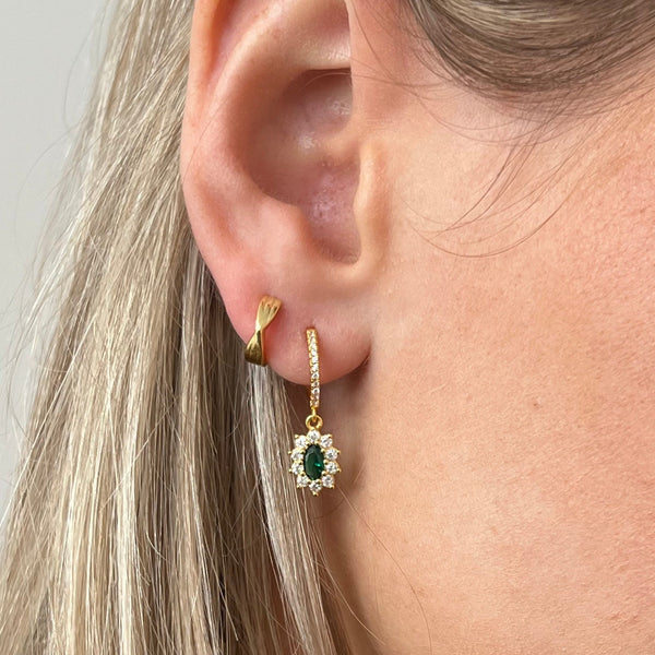 princess diana inspired emerald oval cut drop earrings