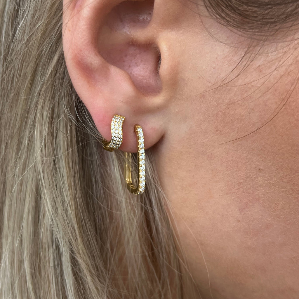 Mini Pave Wave Huggie Earrings